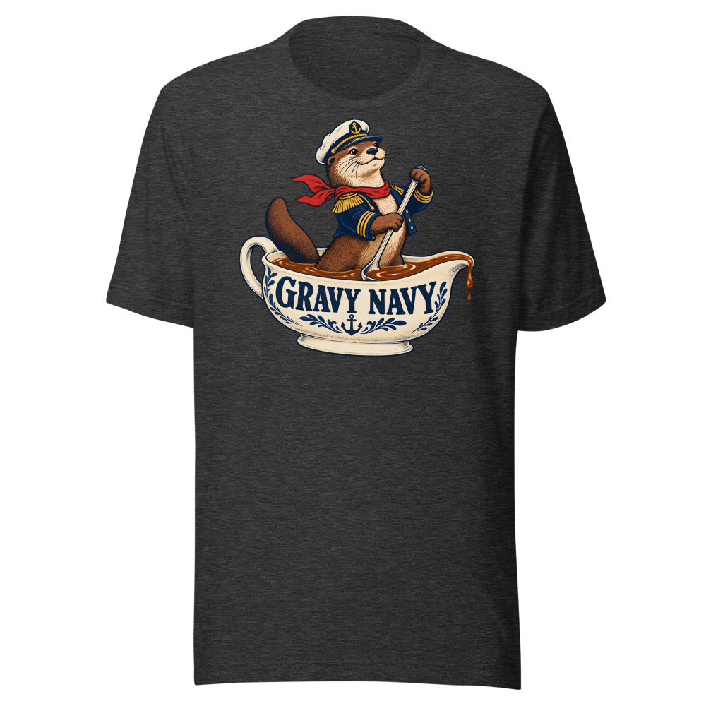 Gravy Navy Otter Shirt in Dark Grey Heather - front view