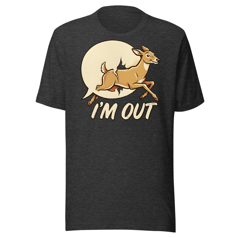 Small Talk Exit Deer Shirt in Dark Grey Heather - front view