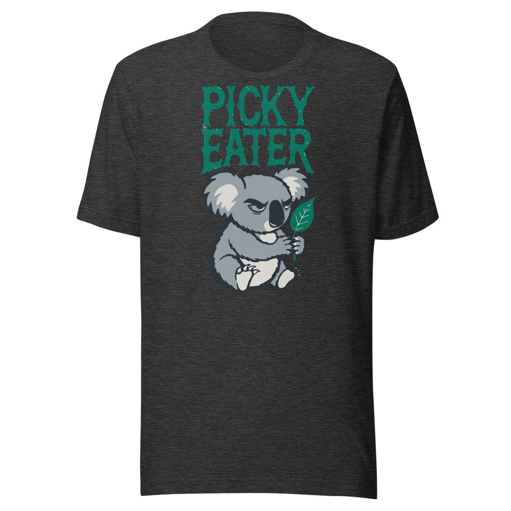 Picky Eater Koala Shirt in Dark Grey Heather - front view