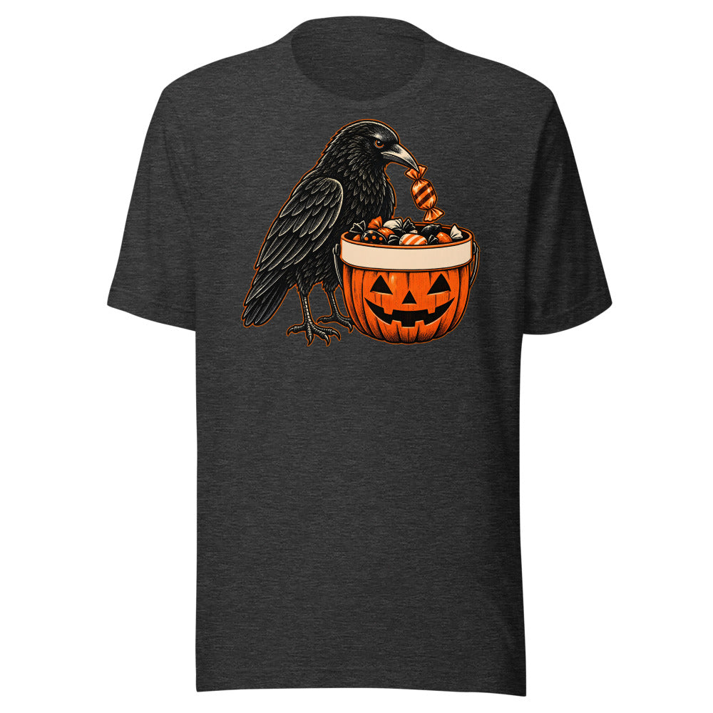 Candy Tax Crow Shirt (Art Only) in Dark Grey Heather - front view