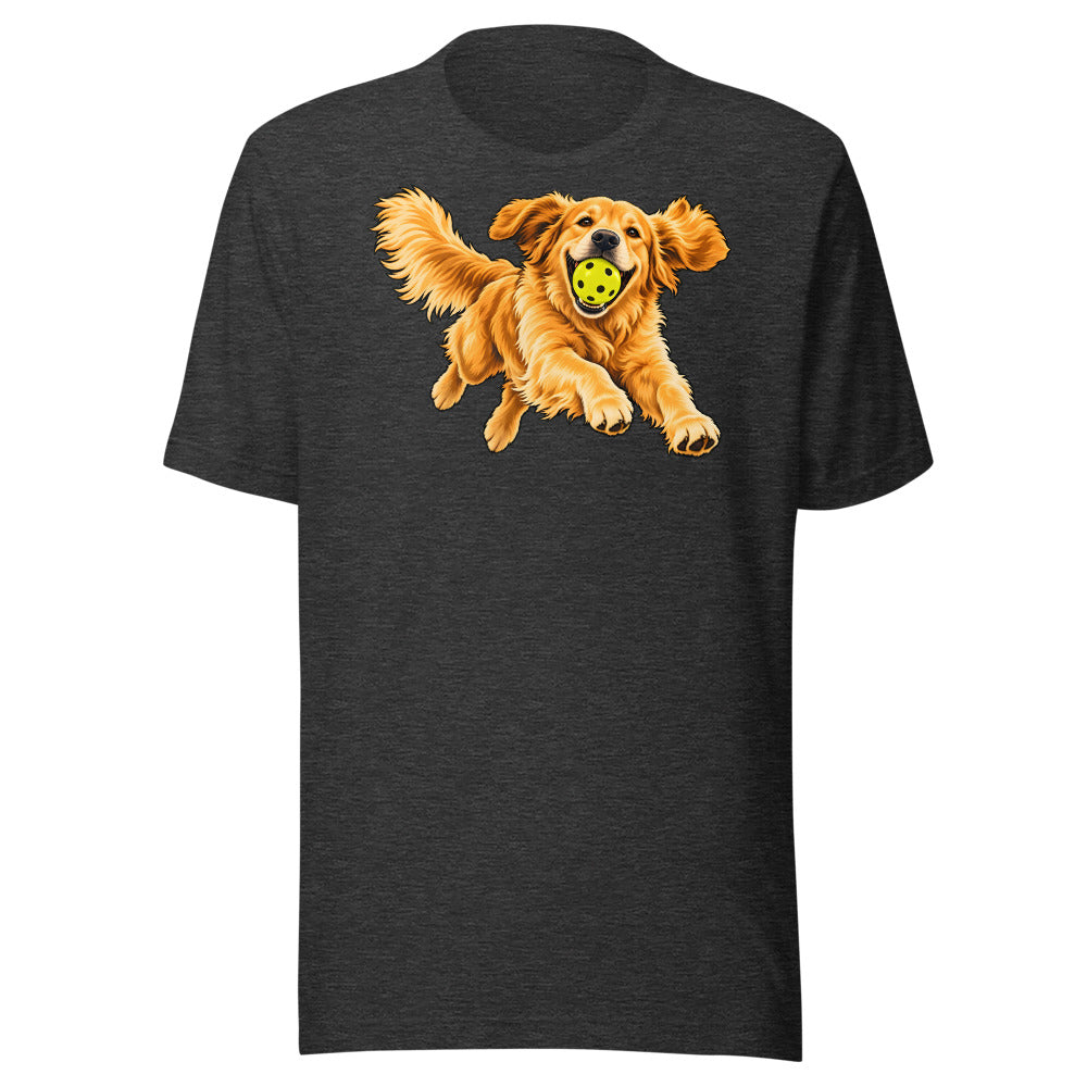 One More Game Golden Retriever Shirt (Art Only) in Dark Grey Heather - front view