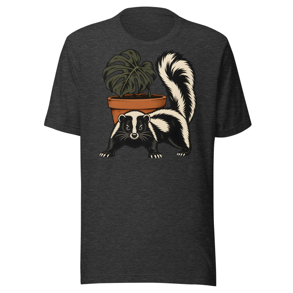 Plant Security Skunk Shirt (Art Only) in Dark Grey Heather - front view