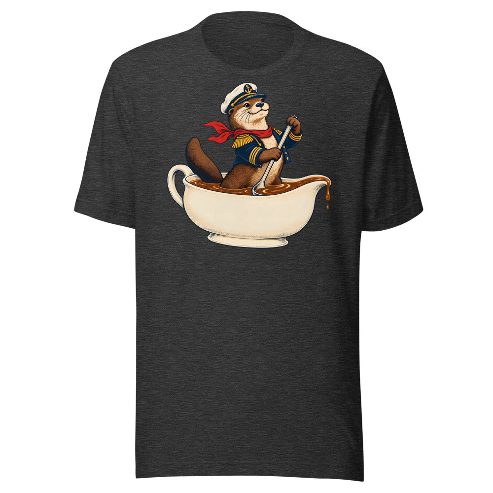 Gravy Navy Otter minimalist graphic tee, no text in Dark Grey Heather