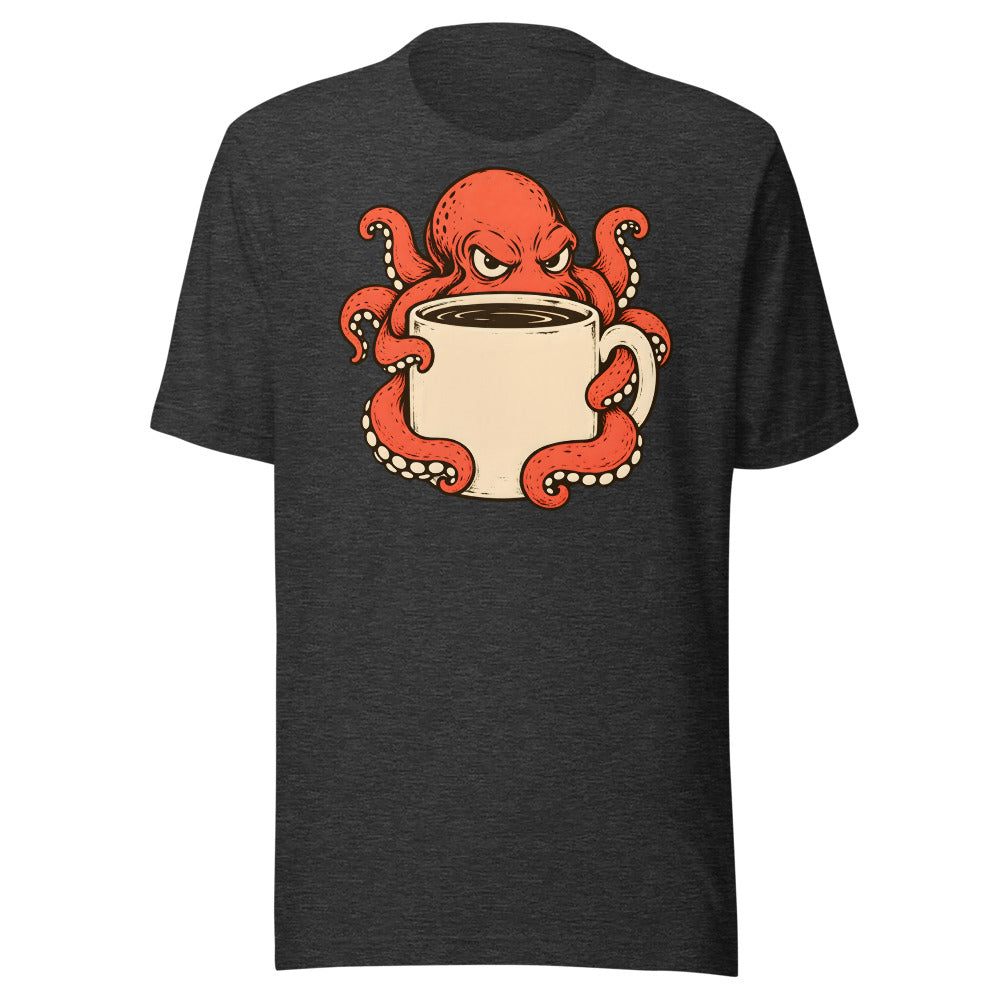 Eight-Arm Hug Octopus Shirt (Art Only) in Dark Grey Heather - front view