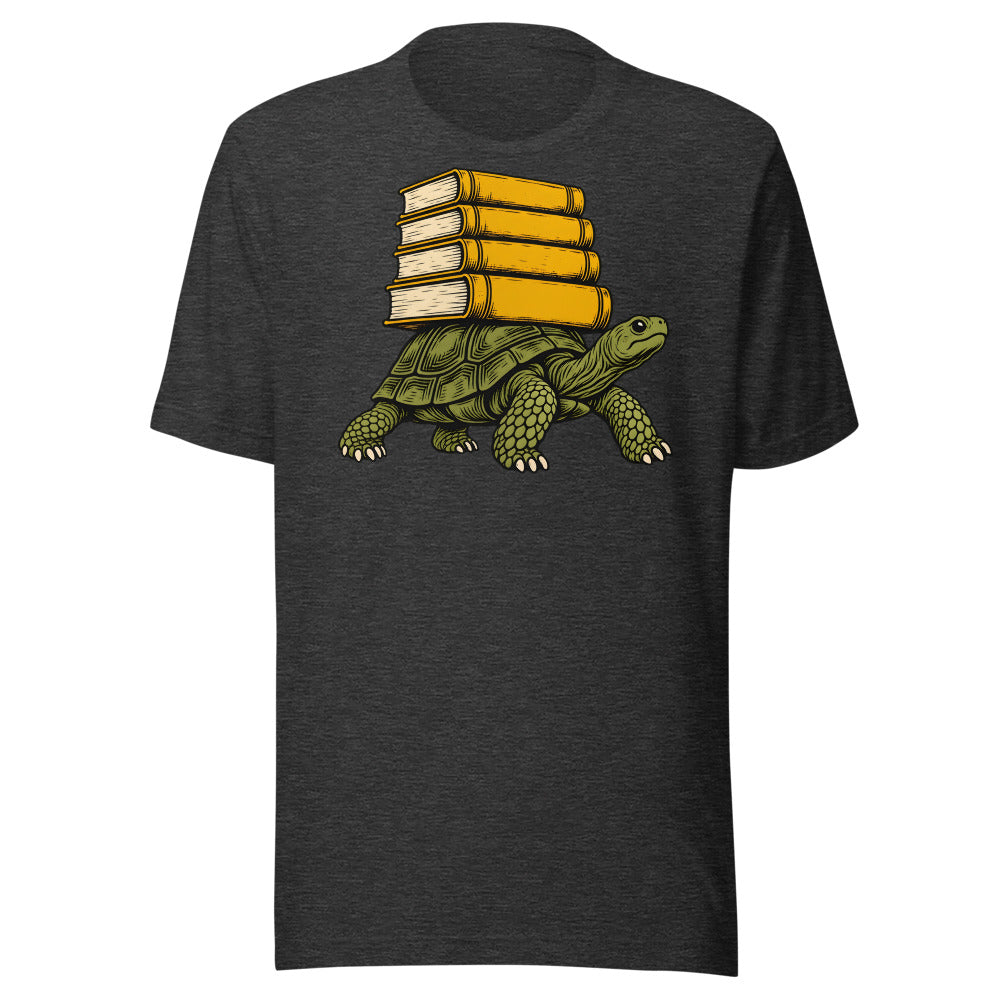 Slow Reader Tortoise Shirt (Art Only) in Dark Grey Heather - front view