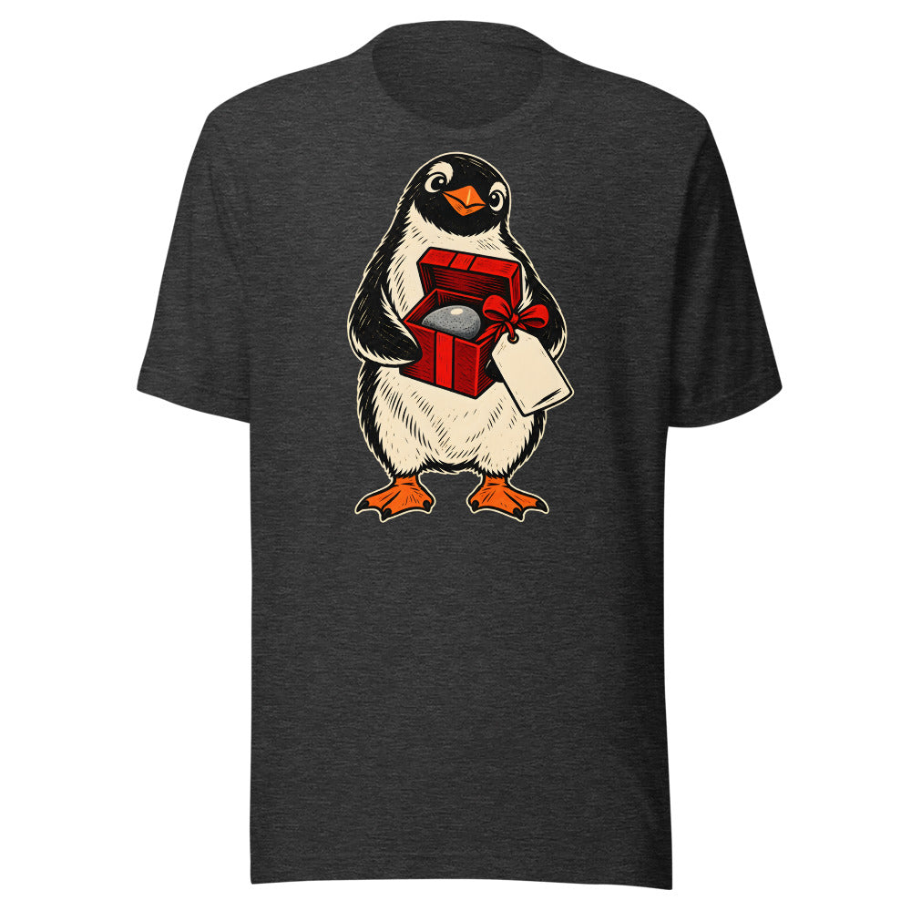 Perfect Pebble Penguin Shirt (Art Only) in Dark Grey Heather - front view
