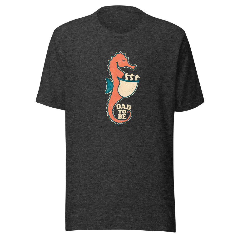 Dad To Be Seahorse Shirt in Dark Grey Heather - front view