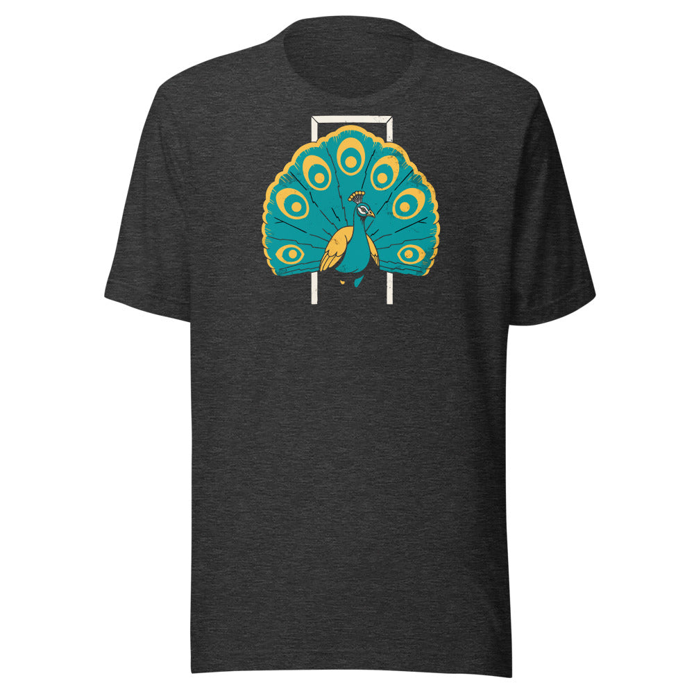 A Little Extra Peacock Shirt (Art Only) in Dark Grey Heather - front view
