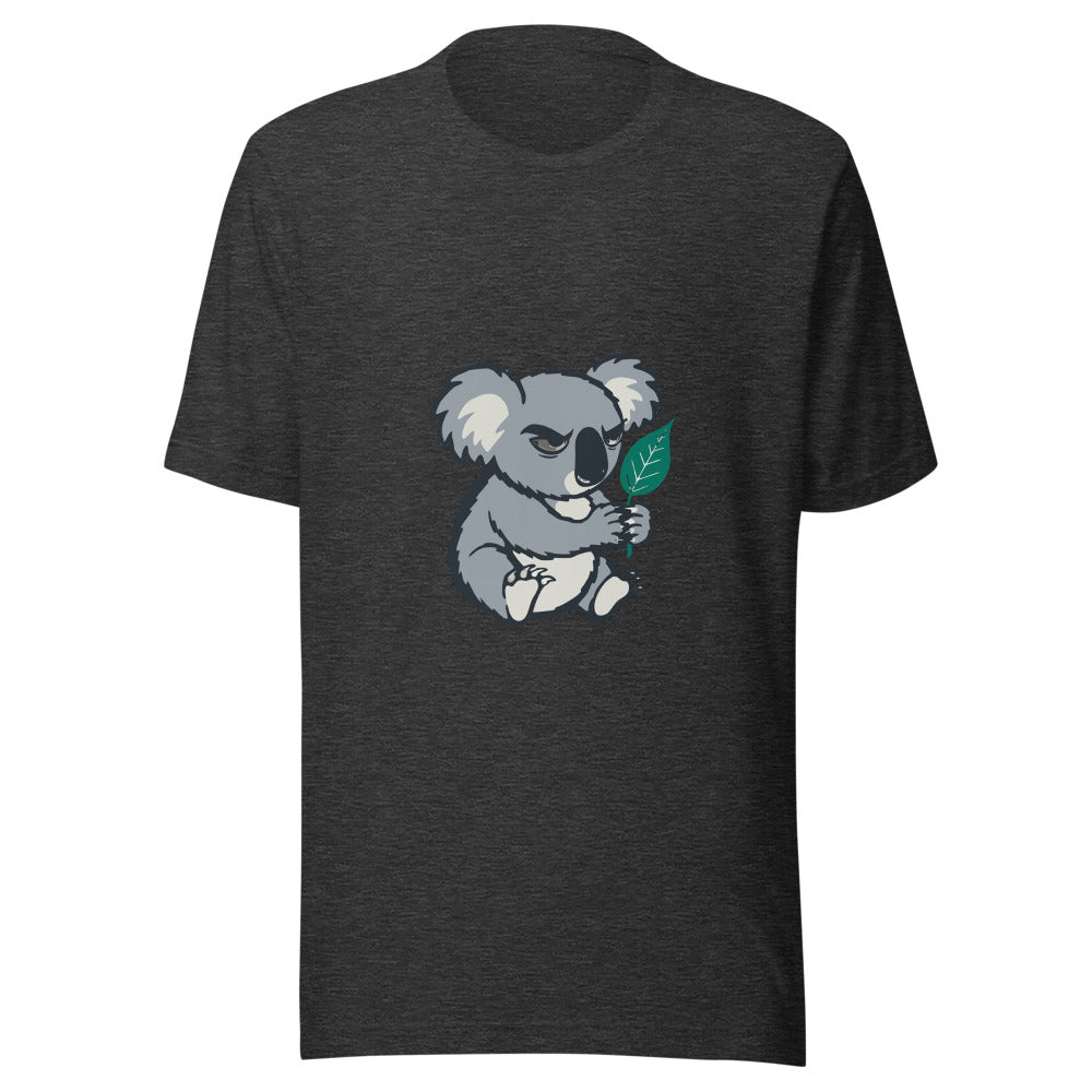 Picky Eater Koala minimalist graphic tee, no text in Dark Grey Heather