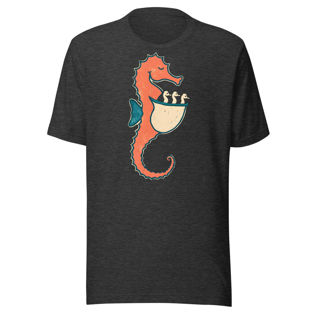 Dad To Be Seahorse Shirt (Art Only) in Dark Grey Heather - front view
