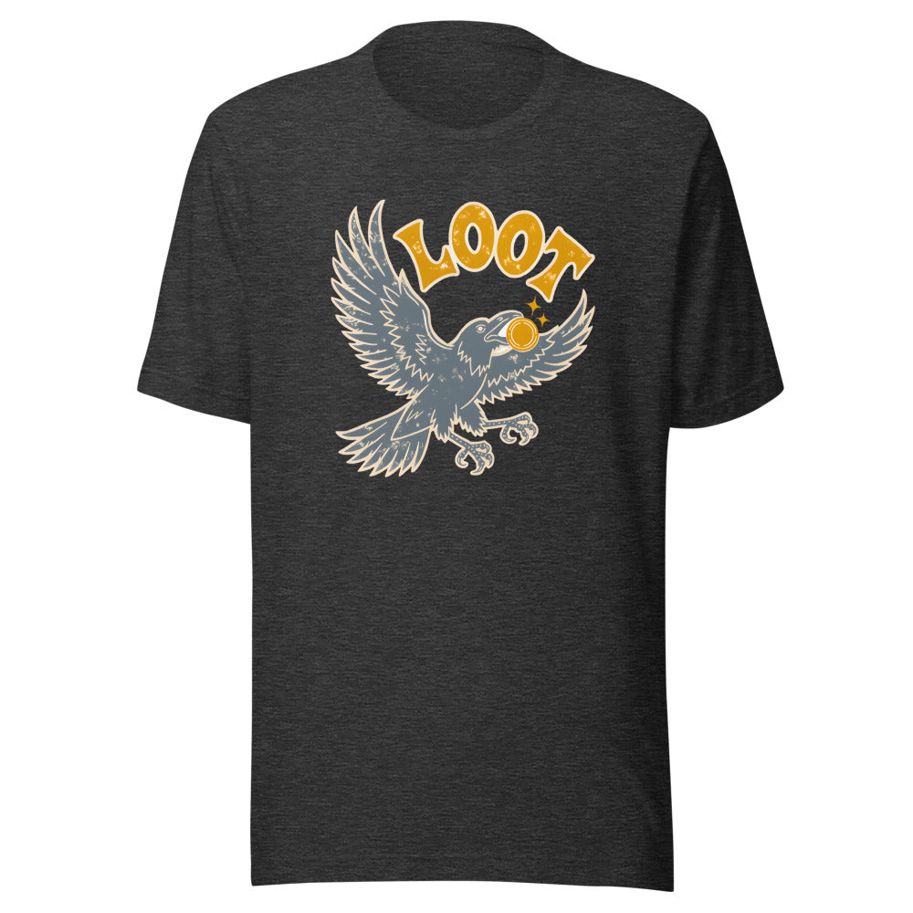 Shiny Loot Crow Shirt in Dark Grey Heather - front view