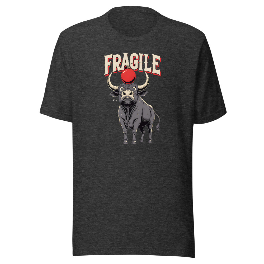 Fragile Ornament Bull Shirt in Dark Grey Heather - front view