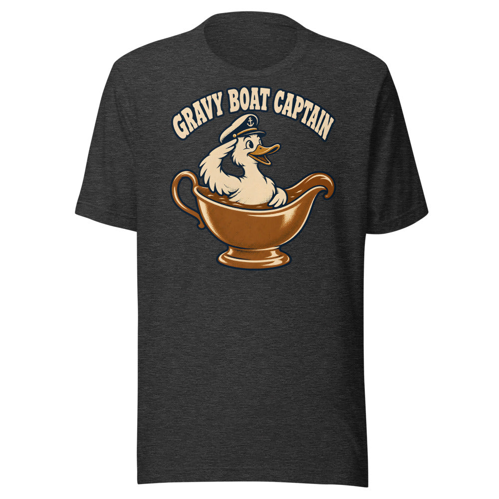 Gravy Boat Captain Duck Shirt in Dark Grey Heather - front view