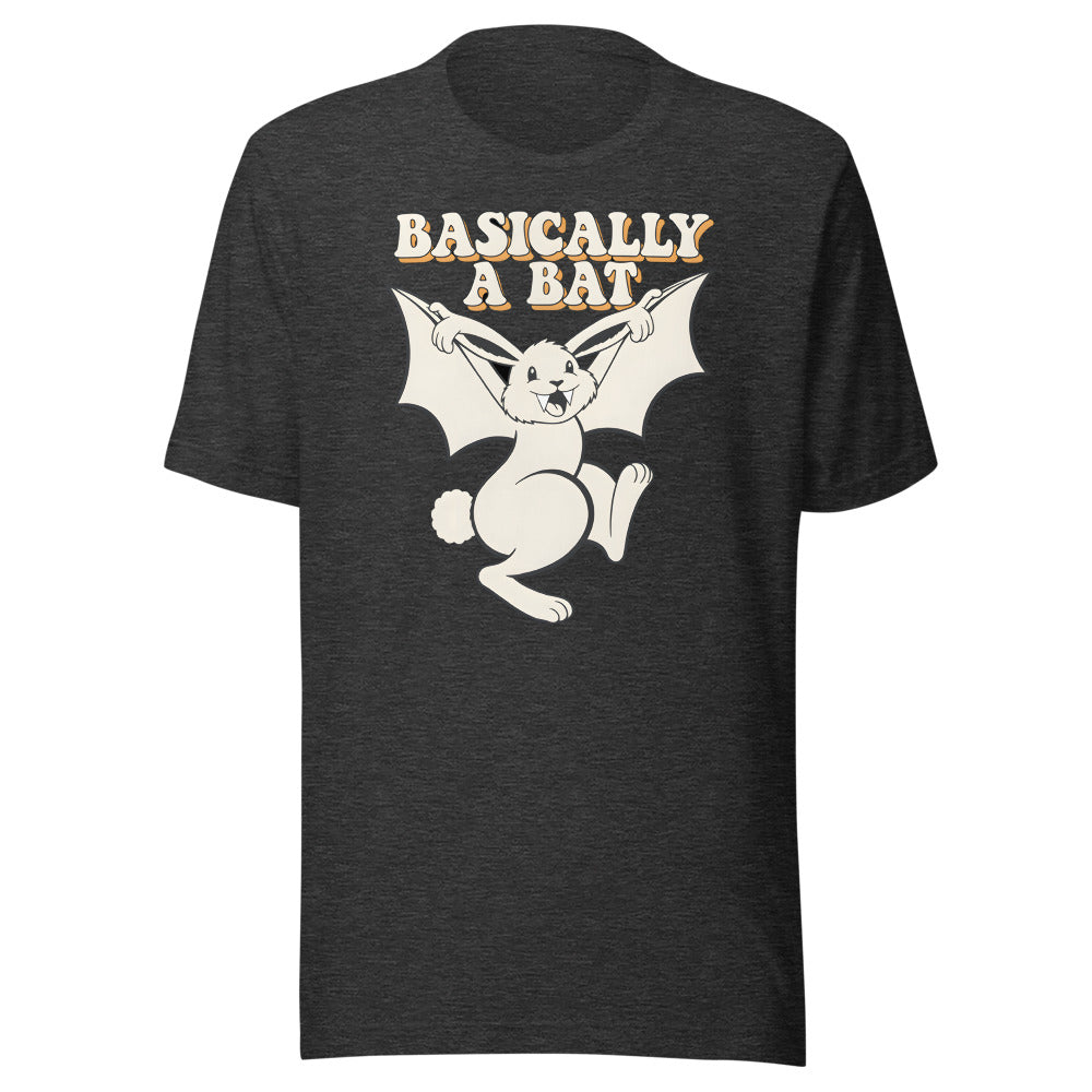 Basically a Bat Rabbit Shirt in Dark Grey Heather - front view