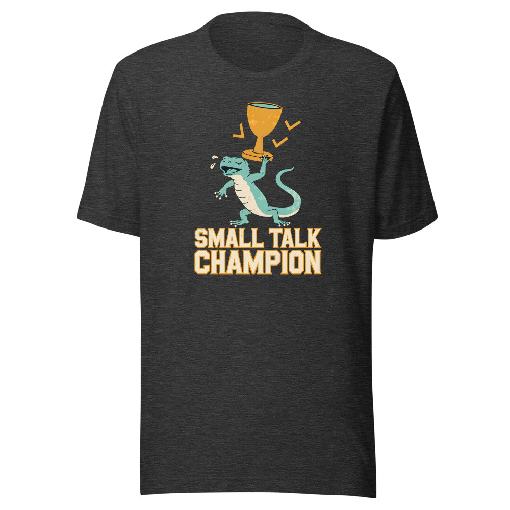 Small Talk Champion Newt Shirt in Dark Grey Heather - front view