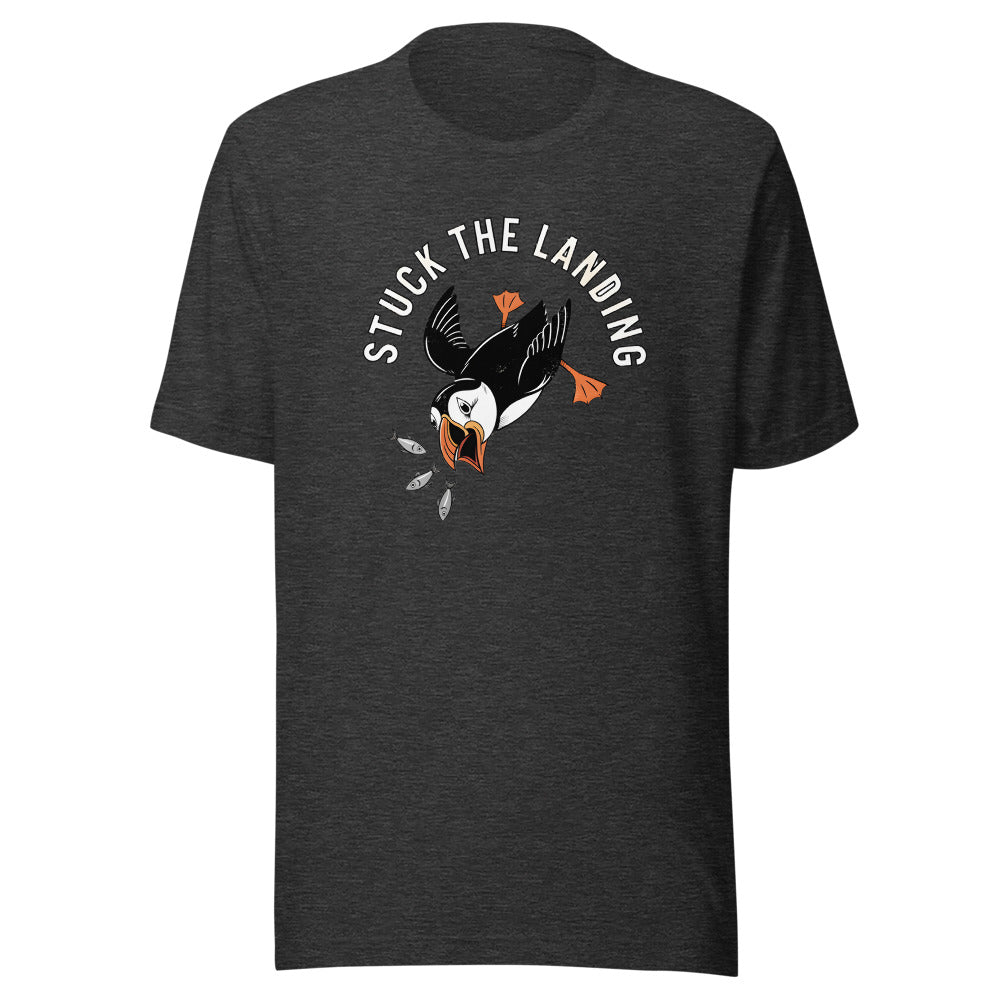 Stuck The Landing Puffin Shirt in Dark Grey Heather - front view