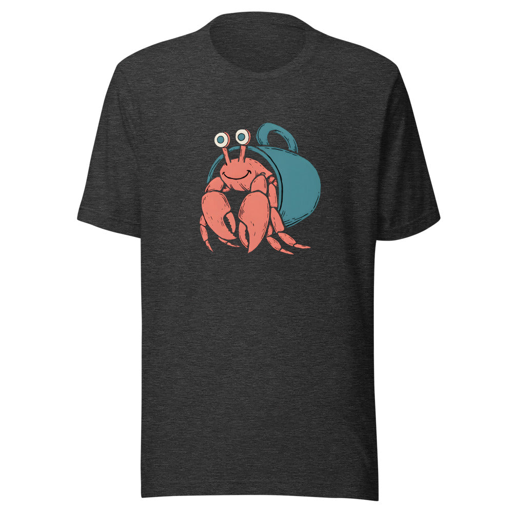 Home Office Hermit Crab Shirt (Art Only) in Dark Grey Heather - front view