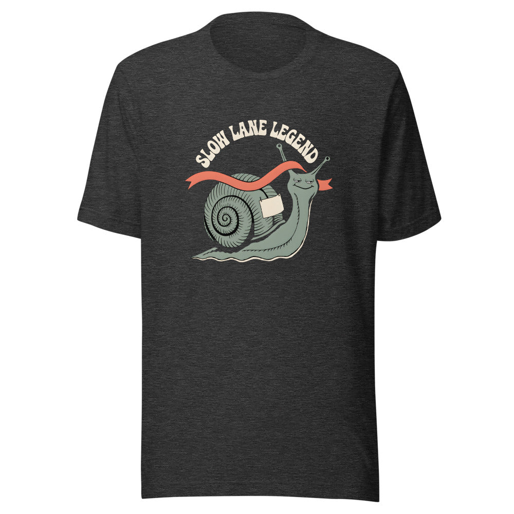 Slow Lane Legend Snail Shirt in Dark Grey Heather - front view