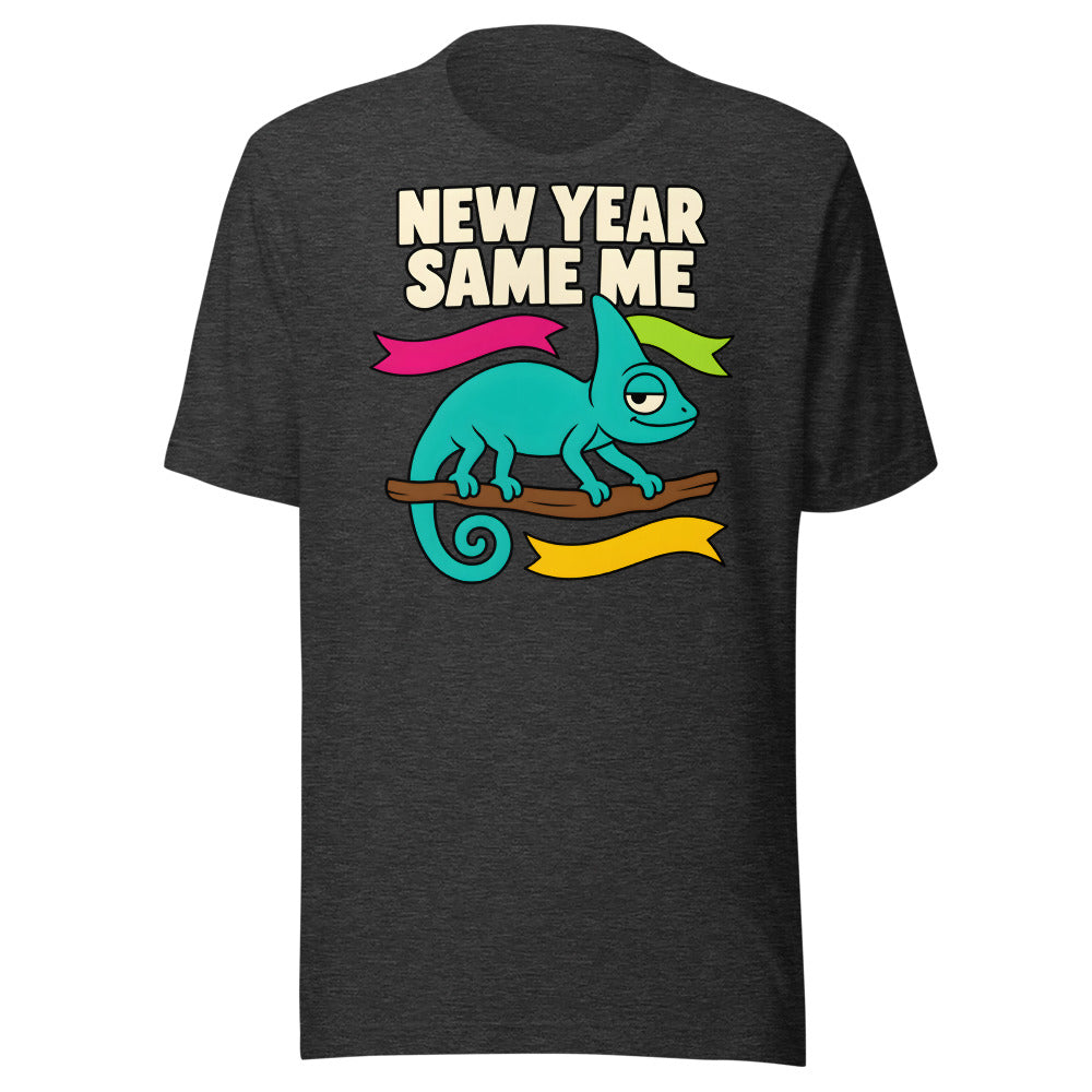 New Year Same Me Chameleon Shirt in Dark Grey Heather - front view