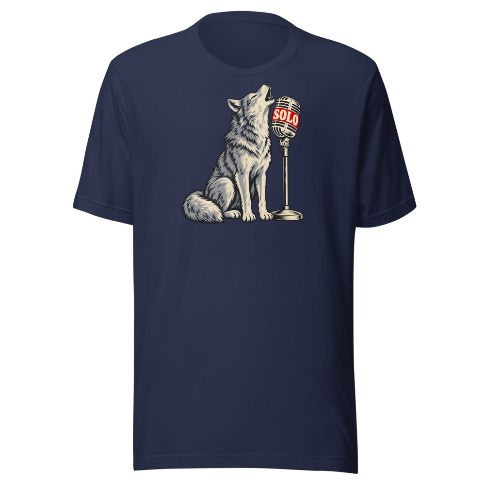 Karaoke Howl Wolf Shirt in Navy - front view