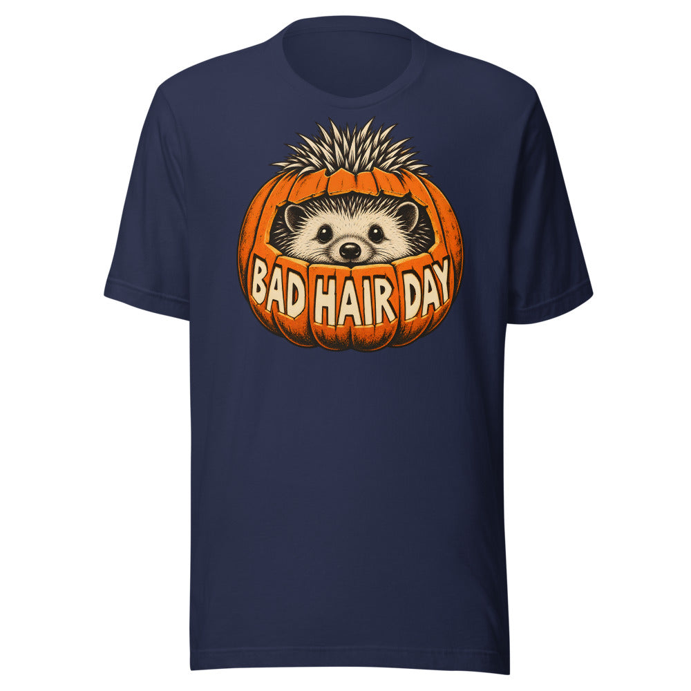 Pumpkin Hair Day Hedgehog Shirt in Navy - front view