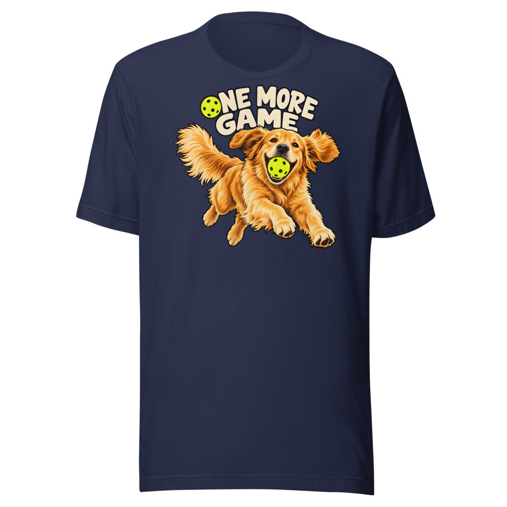 One More Game Golden Retriever Shirt in Navy - front view