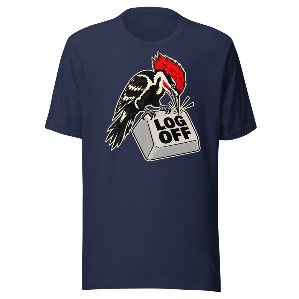 Log Off Woodpecker Shirt in Navy - front view