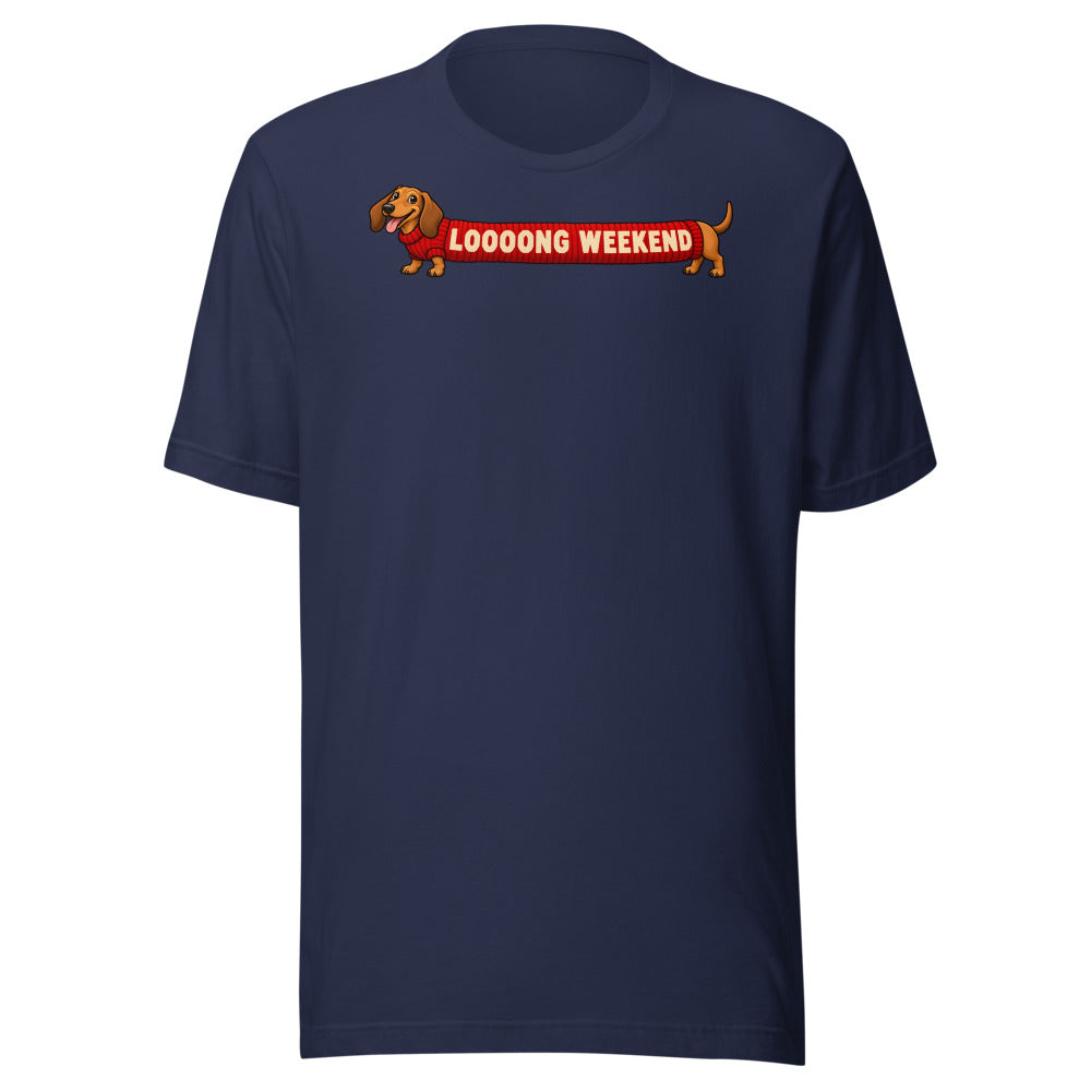 Long Weekend Dachshund Shirt in Navy - front view