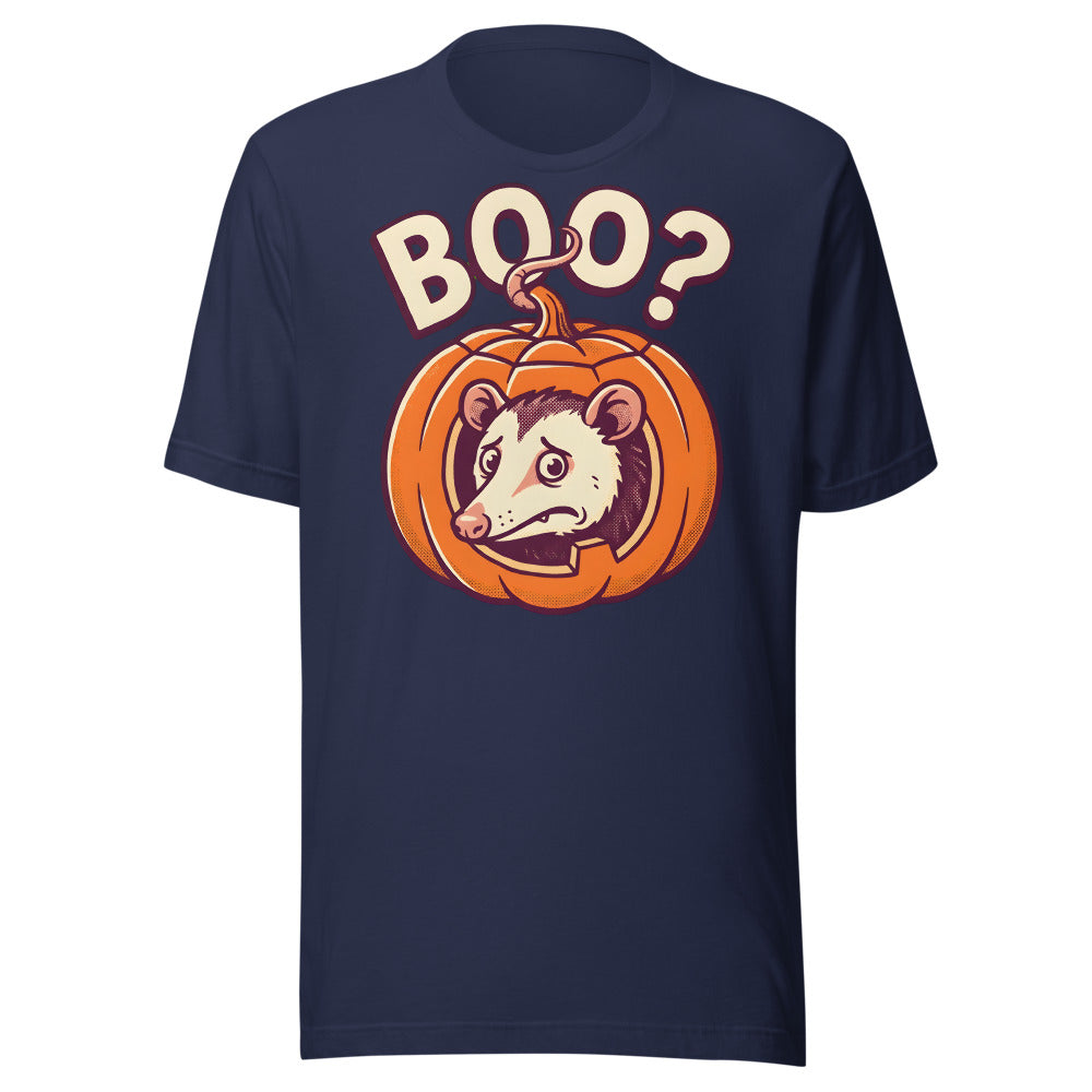 Pumpkin Peek Opossum funny Halloween t-shirt in Navy