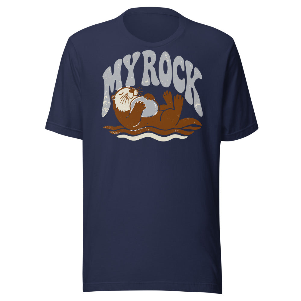 Emotional Support Rock Otter Shirt in Navy - front view