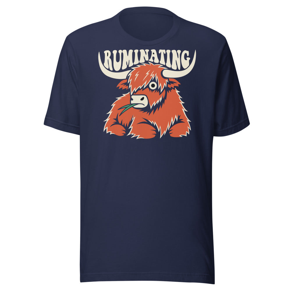 Ruminating Highland Cow Shirt in Navy - front view