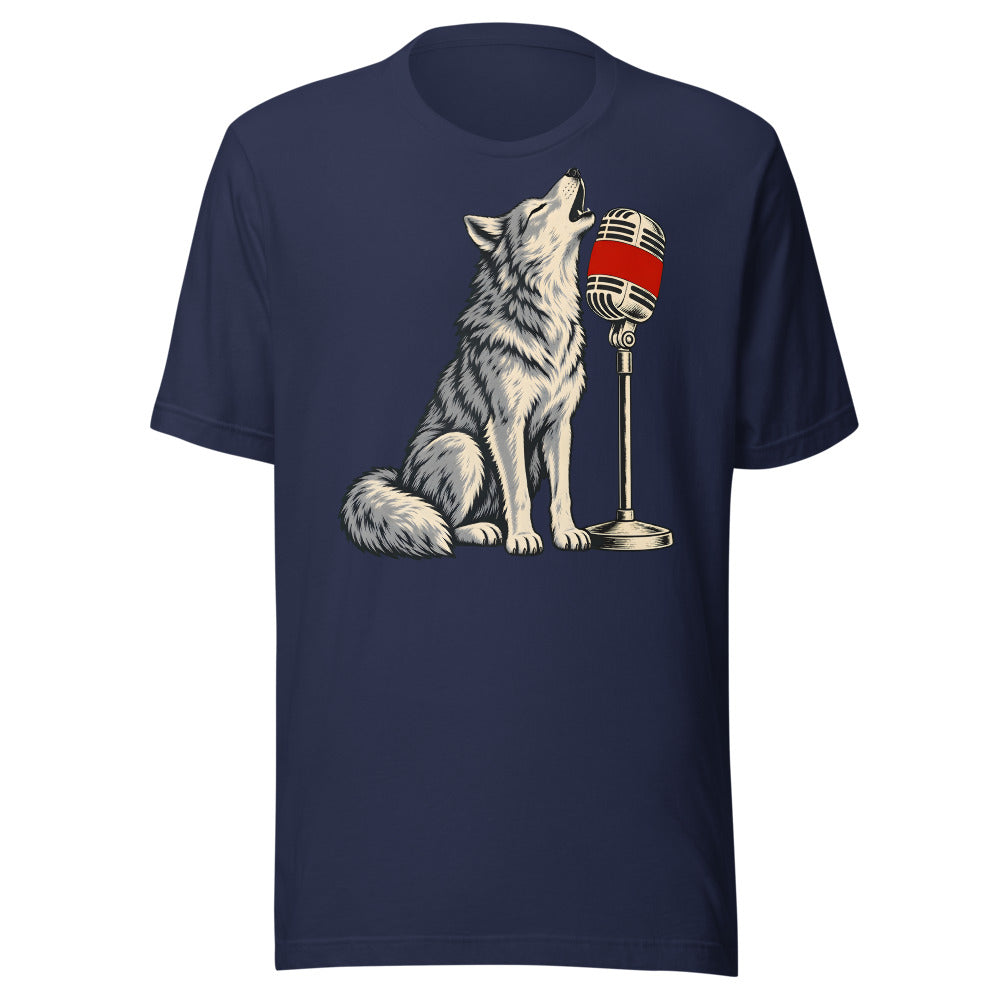 Karaoke Howl Wolf Shirt (Art Only) in Navy - front view