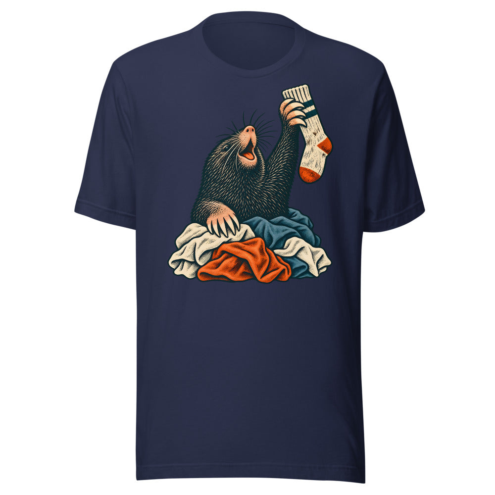 Missing Sock Excavation Mole Shirt (Art Only) in Navy - front view