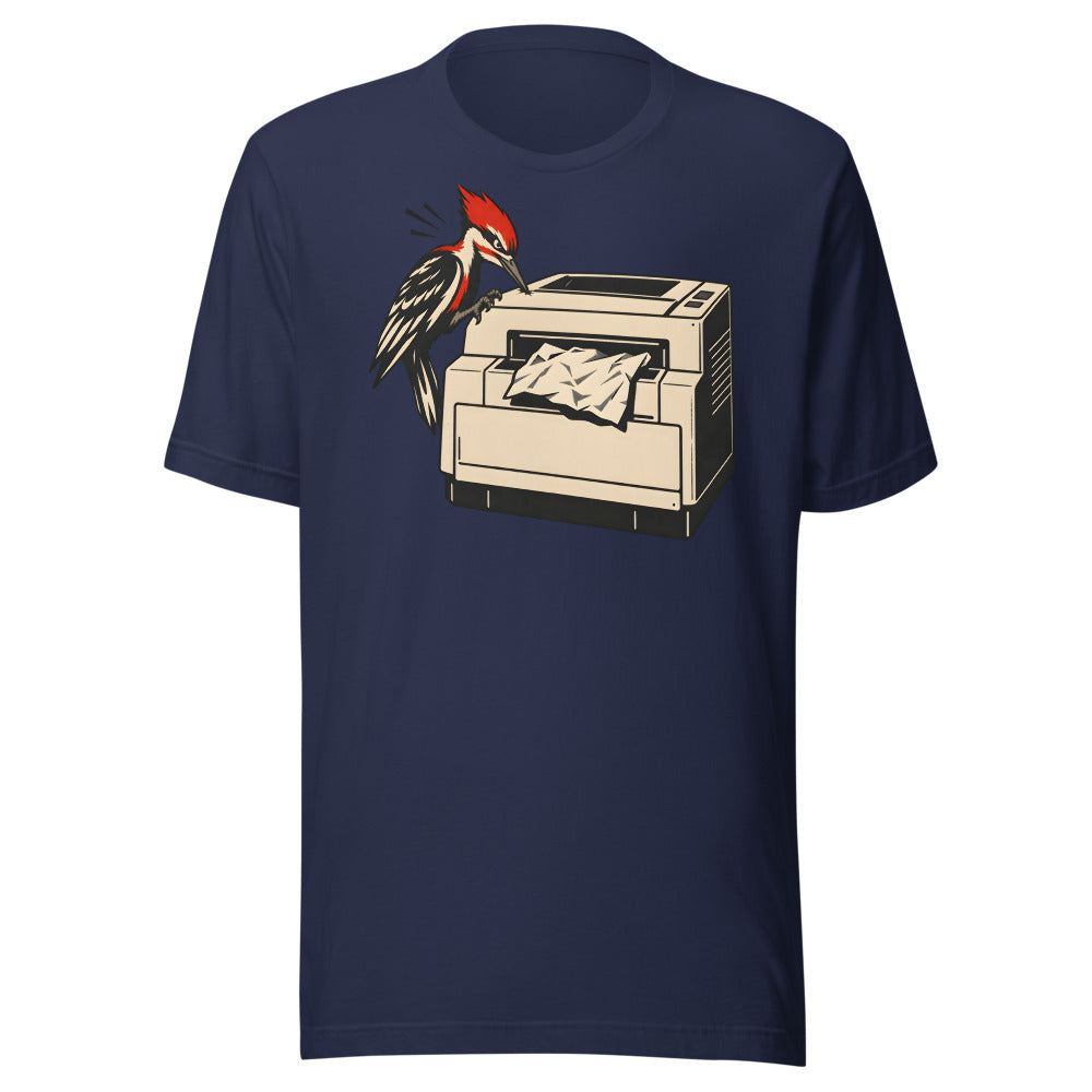 Paper Jam Patrol Woodpecker Shirt (Art Only) in Navy - front view