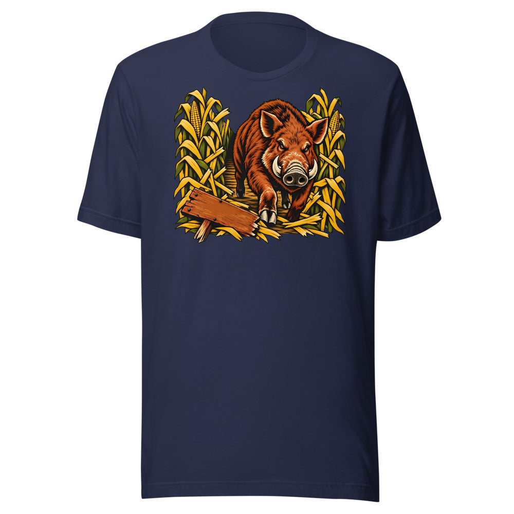 Corn Maze Shortcut Boar Shirt (Art Only) in Navy - front view