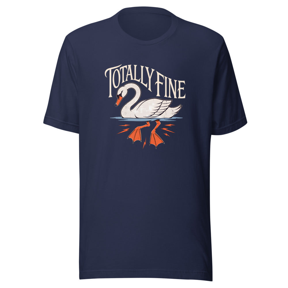 Totally Fine Swan funny parent t-shirt in Navy