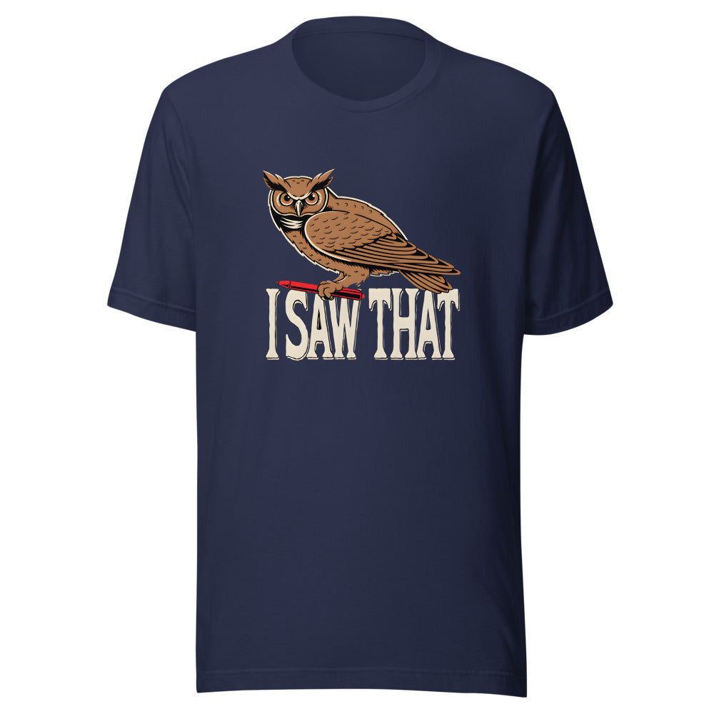 I Saw That Owl Shirt in Navy - front view