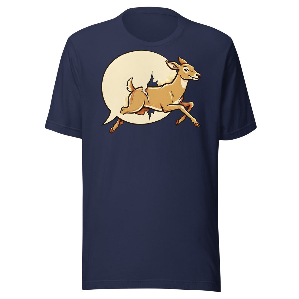 Small Talk Exit Deer Shirt (Art Only) in Navy - front view