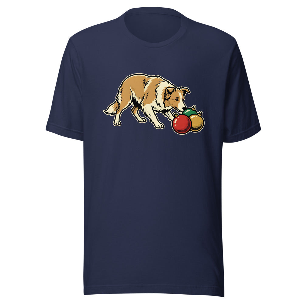 Ornament Wrangler Border Collie Shirt (Art Only) in Navy - front view