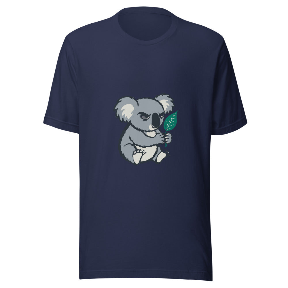 Picky Eater Koala minimalist graphic tee, no text in Navy