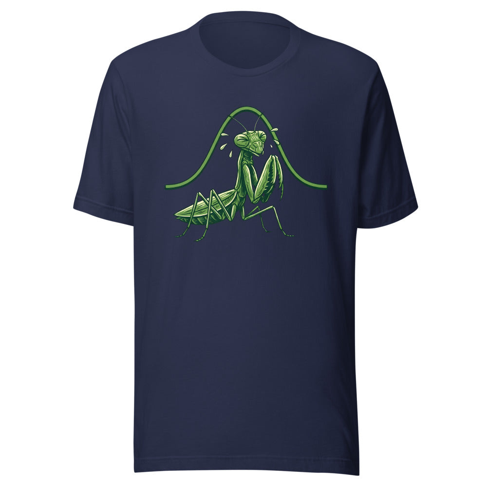 Please Curve Praying Mantis Shirt (Art Only) in Navy - front view