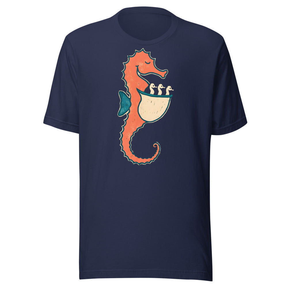Dad To Be Seahorse Shirt (Art Only) in Navy - front view