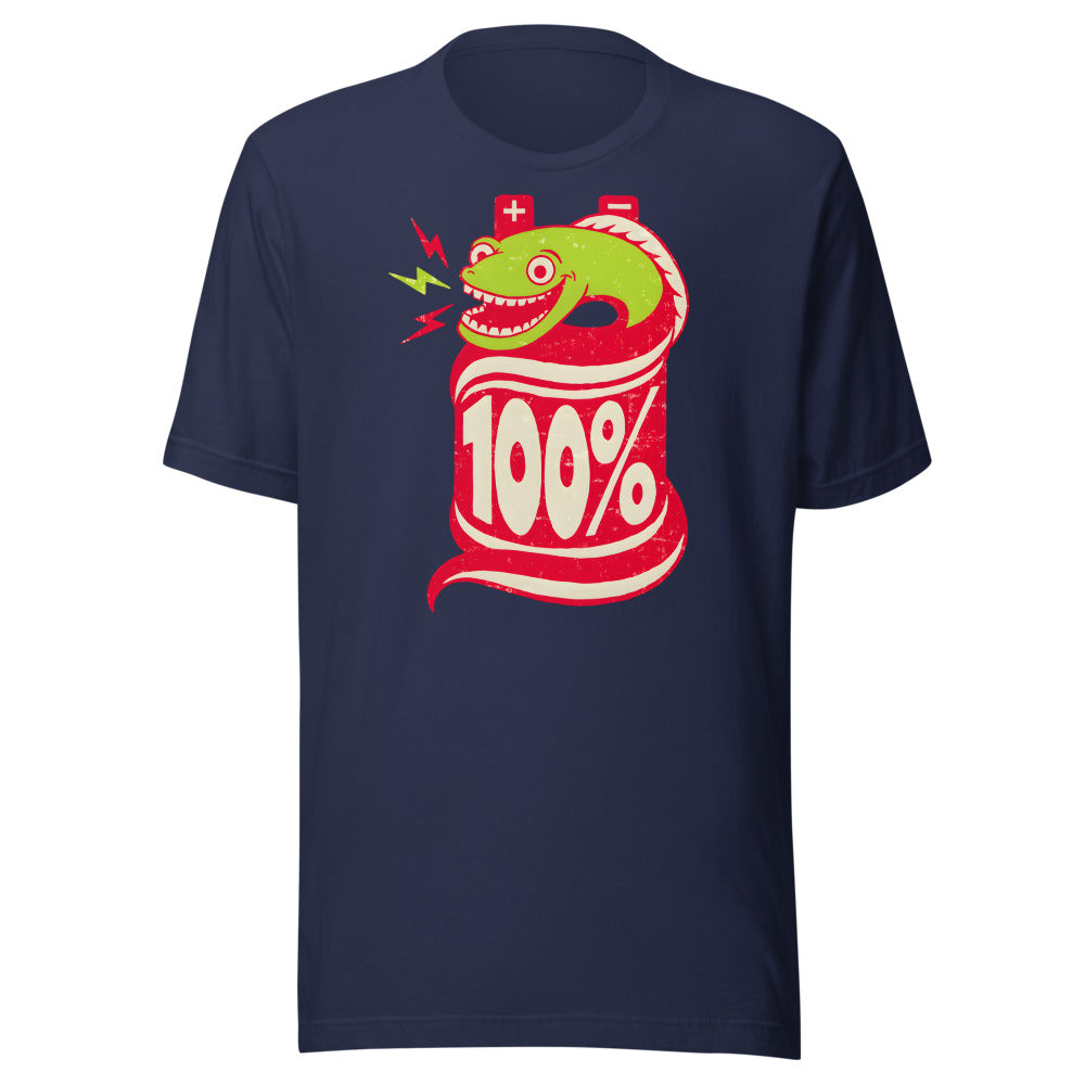 Fully Charged Eel funny ocean animal t-shirt in Navy