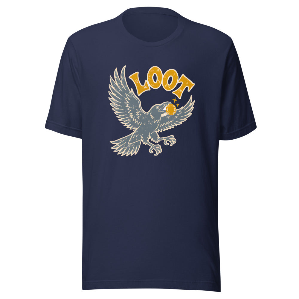 Shiny Loot Crow Shirt in Navy - front view