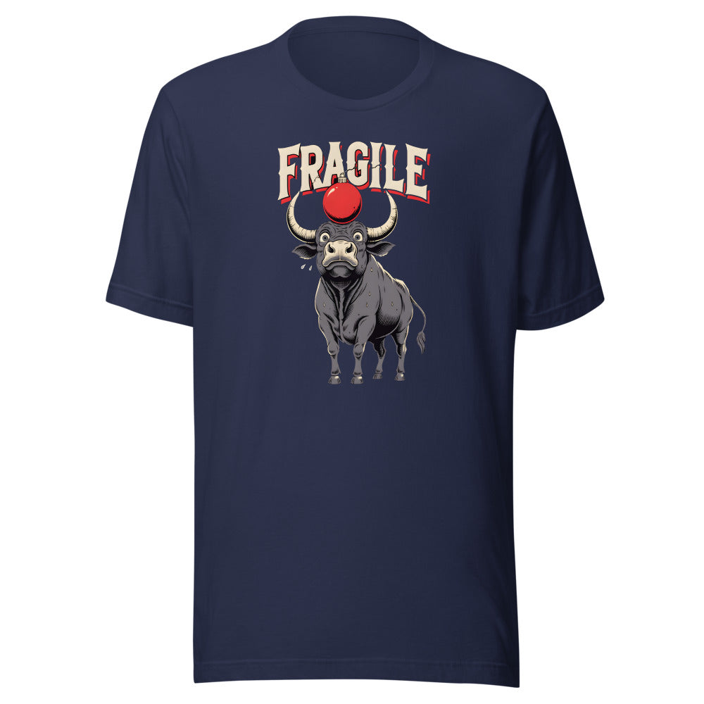 Fragile Ornament Bull Shirt in Navy - front view