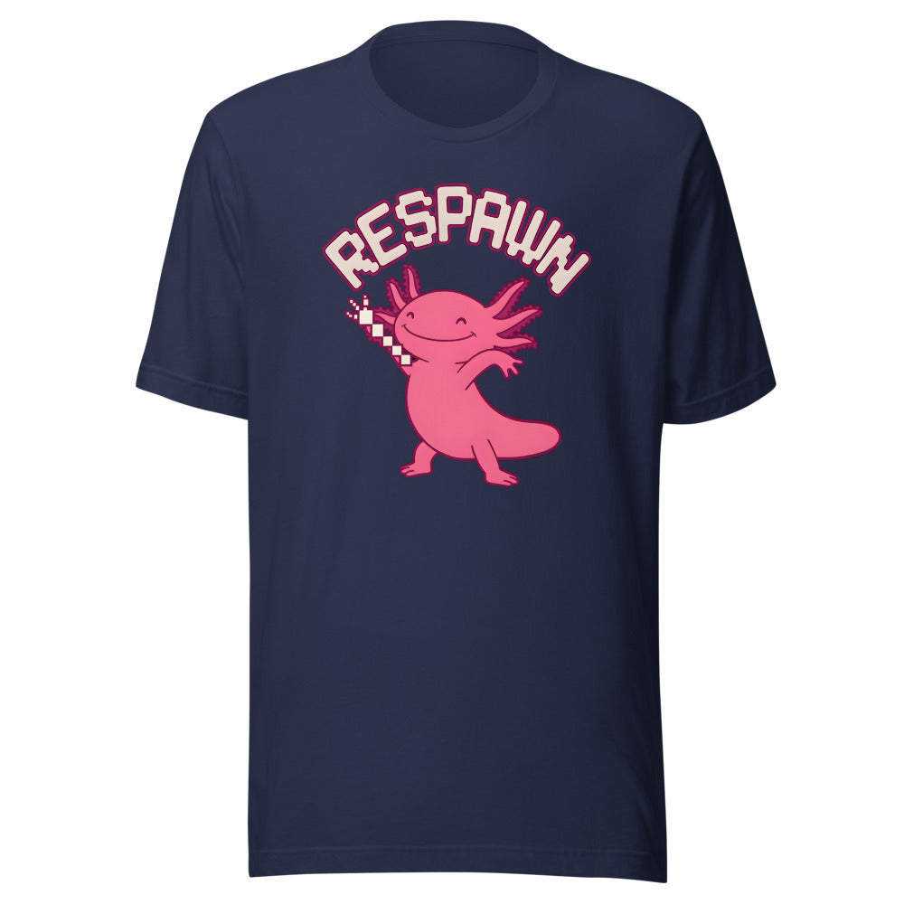 Respawn Axolotl funny graphic t-shirt in Navy