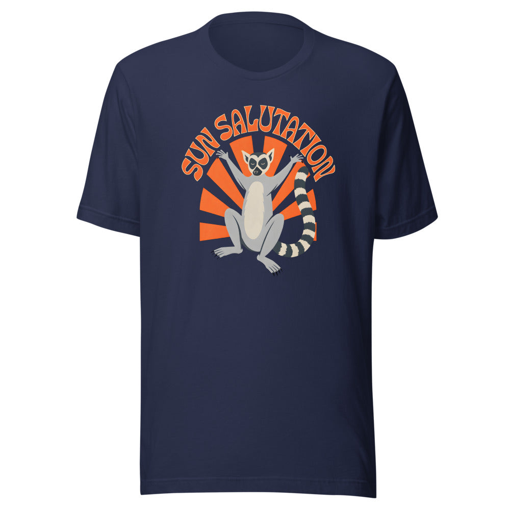 Sun Salutation Lemur Shirt in Navy - front view