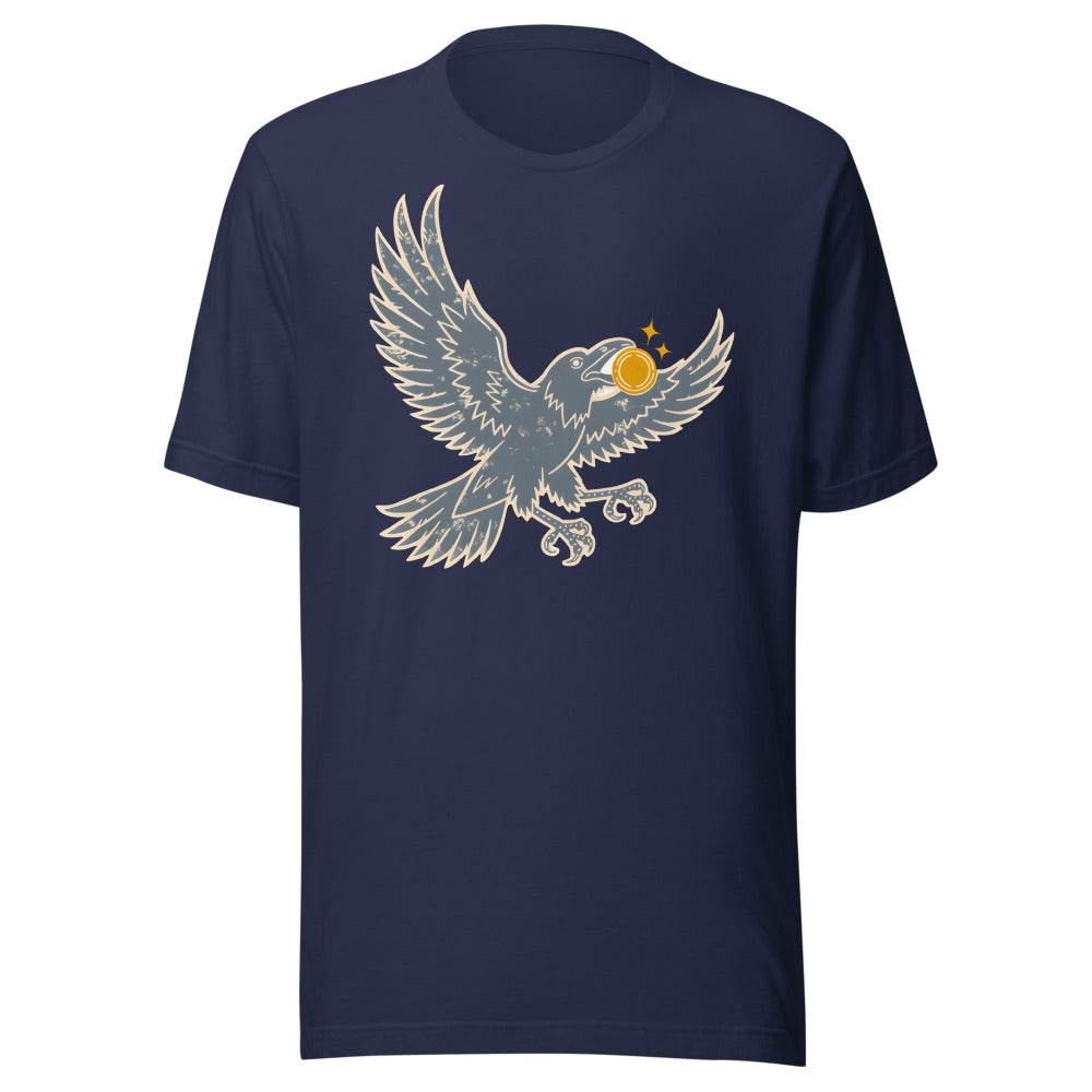Shiny Loot Crow minimalist graphic tee, no text in Navy