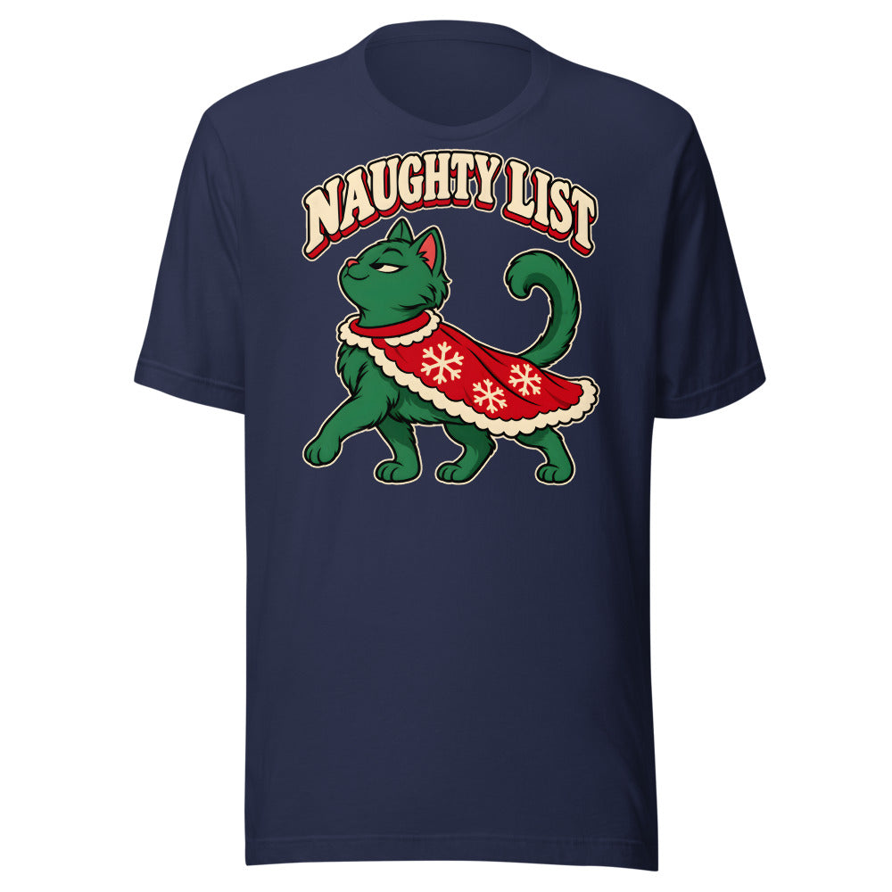 Naughty List Cat Shirt in Navy - front view
