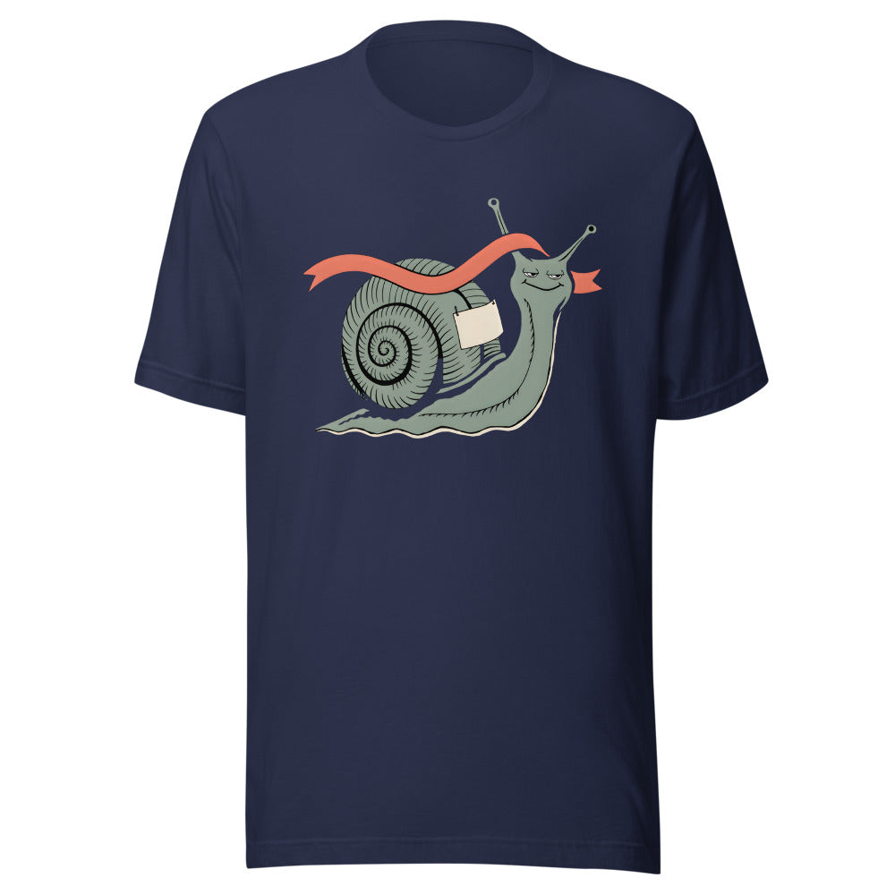 Slow Lane Legend Snail Shirt (Art Only) in Navy - front view